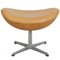 Egg Chair with Footstool in Natural Leather by Arne Jacobsen, 2000s, Set of 2 19