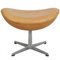 Egg Chair with Footstool in Natural Leather by Arne Jacobsen, 2000s, Set of 2, Image 19