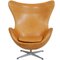 Egg Chair with Footstool in Natural Leather by Arne Jacobsen, 2000s, Set of 2 3