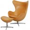 Egg Chair mit Fußhocker aus Naturleder von Arne Jacobsen, 2000er, 2er Set 2