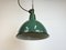 Lámpara de fábrica industrial de esmalte verde con superficie de hierro fundido, años 60, Imagen 9