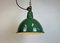 Industrial Green Enamel Factory Lamp with Cast Iron Top, 1960s 17