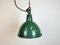Industrielle Fabriklampe aus grüner Emaille mit Gusseisenplatte, 1960er 2
