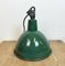 Industrial Green Enamel Factory Lamp with Cast Iron Top, 1960s 16