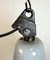 Industrial Grey Enamel Factory Lamp with Cast Iron Top, 1960s, Image 5