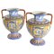 Large Vintage Mediterranean Polychromatic Ceramic Maiolica Vases or Centrepieces, Set of 2 1