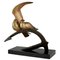 André Vincent Becquerel, Art Deco Skulptur von Zwei Vögeln auf einem Anker, 1930, Bronze & Marmor 1