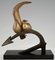 André Vincent Becquerel, Art Deco Skulptur von Zwei Vögeln auf einem Anker, 1930, Bronze & Marmor 9