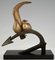 André Vincent Becquerel, Sculpture Art Déco de Deux Oiseaux sur une Ancre, 1930, Bronze & Marbre 9