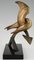 André Vincent Becquerel, Art Deco Skulptur von Zwei Vögeln auf einem Anker, 1930, Bronze & Marmor 5