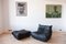 Black Leather Togo Lounge Chair and Pouf by Michel Ducaroy for Ligne Roset, Set of 2 15