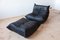Black Leather Togo Lounge Chair and Pouf by Michel Ducaroy for Ligne Roset, Set of 2 1