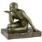 Maurice Guiraud Rivière, Art Deco Enigma Sculpture of Seated Nude, Bronze 1
