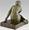 Maurice Guiraud Rivière, Art Deco Enigma Sculpture of Seated Nude, Bronze 9