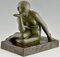 Maurice Guiraud Rivière, Art Deco Enigma Sculpture of Seated Nude, Bronze, Image 2