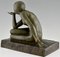 Maurice Guiraud Rivière, Art Deco Enigma Sculpture of Seated Nude, Bronze 6