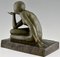 Maurice Guiraud Rivière, Art Deco Enigma Skulptur Sitzender Akt, Bronze 6