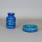 Blaue Rimini Collection Vase mit Aschenbecher von Aldo Londia für Bitossi, Italien, 1960er, 2er Set 8