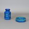 Blue Rimini Collection Vase with Ashtray by Aldo Londia for Bitossi, Italy, 1960s, Set of 2 8