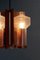 Lámpara colgante Mid-Century de latón con 3 apliques de vidrio texturizado, 1960, Imagen 6
