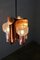 Lámpara colgante Mid-Century de latón con 3 apliques de vidrio texturizado, 1960, Imagen 9