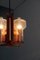Lámpara colgante Mid-Century de latón con 3 apliques de vidrio texturizado, 1960, Imagen 7