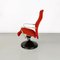 Modern Norwegian Adjustable Armchair Metal in Wood and Red Fabric, 1980s 4