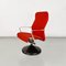 Modern Norwegian Adjustable Armchair Metal in Wood and Red Fabric, 1980s 2