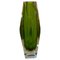 Mid-Century Modern Green and Yellow Faceted Sommerso Murano Glass Vase from Seguso, 1960s, Image 1