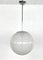 Large Italian White Striped Murano Glass Globe Pendant Light, 1970s 14