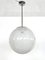 Large Italian White Striped Murano Glass Globe Pendant Light, 1970s 1