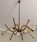 Lámpara de araña italiana de latón con 12 brazos, años 40, Imagen 2