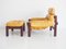 Leather Armchairs and Footstool from Percival Lafer, 1960s 4