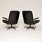 Leather & Chrome Swivel Armchairs attributed to Andre Vandenberk for Strassle, 1960s, Set of 2 4