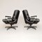 Leather & Chrome Swivel Armchairs attributed to Andre Vandenberk for Strassle, 1960s, Set of 2 3