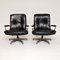 Leather & Chrome Swivel Armchairs attributed to Andre Vandenberk for Strassle, 1960s, Set of 2 1