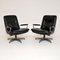 Leather & Chrome Swivel Armchairs attributed to Andre Vandenberk for Strassle, 1960s, Set of 2 2