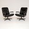 Leather & Chrome Swivel Armchairs attributed to Andre Vandenberk for Strassle, 1960s, Set of 2, Image 2