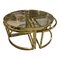 Tavolini da caffè vintage in metallo dorato e vetro con tavolini ad incastro, set di 5, Immagine 1