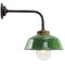 Vintage Industrial Green Enamel, Brass and Clear Striped Glass Wall Light 5