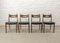 Chaises de Salle à Manger en Teck avec Assises en Similicuir Noir, 1960s, Set de 4 1