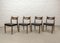 Chaises de Salle à Manger en Teck avec Assises en Similicuir Noir, 1960s, Set de 4 2