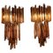 Triedri Amber-Colored Wall Sconces from Venini, 1970s, Set of 2 1