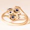 Vintage 14k Yellow Gold Ring with Sapphires and Brilliant-Cut Diamonds, 1970s 5