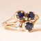 Vintage 14k Yellow Gold Ring with Sapphires and Brilliant-Cut Diamonds, 1970s 8