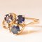 Vintage 14k Yellow Gold Ring with Sapphires and Brilliant-Cut Diamonds, 1970s 2