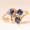 Vintage 14k Yellow Gold Ring with Sapphires and Brilliant-Cut Diamonds, 1970s 1