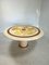 Round Travertine Dining Table with Yellow Marble and Brass Inlay 1