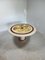 Round Travertine Dining Table with Yellow Marble and Brass Inlay 2