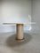 Round Travertine Dining Table with Yellow Marble and Brass Inlay 6